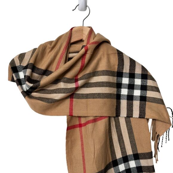Burberry cashmere scarf nova Check Camel academia 55''x12'' - Picture 2 of 3